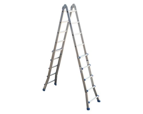 Лестница Алюмет 4x5 алюминиевая шарнирная телескопическая