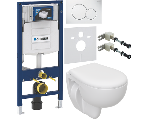 Комплект Унитаз подвесной Seramiksan Natura A051041H + Крышка AG50002 + Инсталляция Geberit Duofix UP 320 111.300.00.5 + Кнопка Sigma 01 115.770.11.5 белая + Крепления 111.815.00.1 к стене + Шумоизоляция 156.050.00.1
