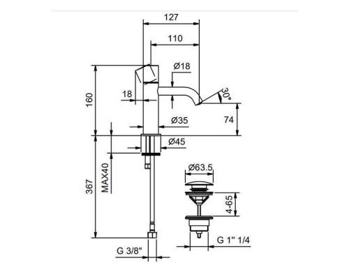 Fantini Nostromo SMALL Смеситель для раковины, на 1 отв., цвет: хром. 50 02 G904F Fantini Nostromo SMALL Смеситель для раковины, на 1 отв., цвет: хром. 50 02 G904F