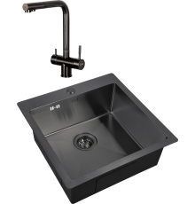 Комплект Мойка кухонная Zorg Inox PVD 5151 grafit + Смеситель Inox SZR-7039 GRAFIT графит
