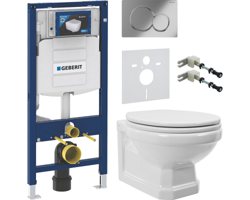 Комплект Унитаз подвесной STWORKI Драммен HDC609WH с микролифтом + Крепления Geberit Duofix 111.815.00.1 к стене + Шумоизоляция 156.050.00.1 + Инсталляция UP 320 111.300.00.5 + Кнопка Sigma 01 115.770.21.5 хром
