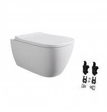 Alice Wunder Унитаз 53х31см., подвесной, безободковый, смыв aliflush+, с сиденьем и крышкой с микролифтом, с креплением Fischer WB-KliX, цвет: белый матовый. 45000109SET