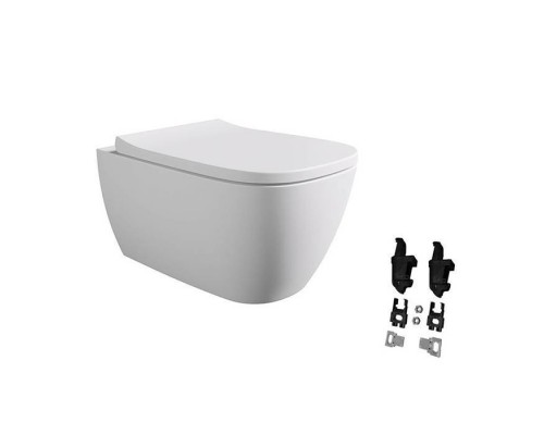 Alice Wunder Унитаз 53х31см., подвесной, безободковый, смыв aliflush+, с сиденьем и крышкой с микролифтом, с креплением Fischer WB-KliX, цвет: белый матовый. 45000109SET