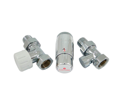 Комплект Schlosser DN15 GZ1/2 x GW1/2 проходной с головкой Мини M30x1,5, Хром 602200061