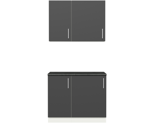 Кухонный гарнитур Domaci Болонья 160 см, фасад графит, ручка хром, столешница луна KUH-708212
