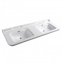 Kerasan Waldorf Раковина 150х55 см, 3 отв., двойная, керамическая, цвет: белый/золото. 811391oro,  4143K1bi/cr*3