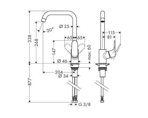 Hansgrohe Focus Кухонный смеситель для кухни, 260, однорычажный, цвет: черный матовый. 31820670 Hansgrohe Focus Кухонный смеситель для кухни, 260, однорычажный, цвет: черный матовый. 31820670