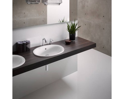 Toto Public Раковина 53x45x17.7см., встраиваемая сверху, без отв., с переливом, CeFiONtect, цвет: белый. LW762Y