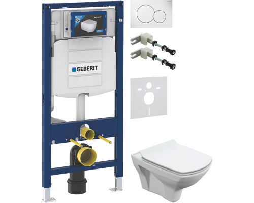 Комплект Унитаз подвесной Cersanit Carina XL Clean On DPL EO slim + Крепления Geberit Duofix 111.815.00.1 к стене + Шумоизоляция 156.050.00.1 + Инсталляция UP 320 111.300.00.5 + Кнопка Sigma 01 115.770.11.5 белая