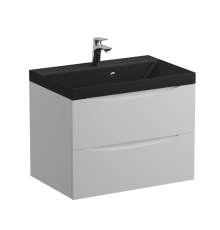 Тумба с раковиной BelBagno Marino 70, подвесная, bianco lucido, черная раковина