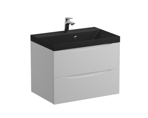 Тумба с раковиной BelBagno Marino 70, подвесная, bianco lucido, черная раковина