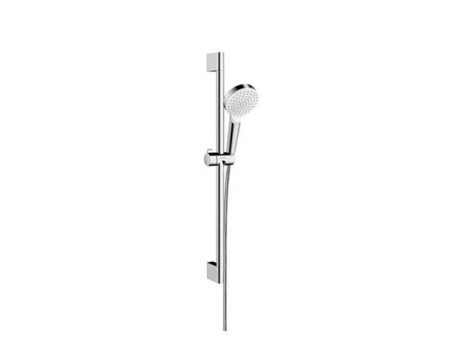 Hansgrohe Crometta Vario Unica Душевой набор: штанга 650mm, ручной душ, 1jet (Rain), шланг, цвет: белый/хром. 26533400 Hansgrohe Crometta Vario Unica Душевой набор: штанга 650mm, ручной душ, 1jet (Rain), шланг, цвет: белый/хром. 26533400
