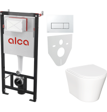 Комплект Унитаз подвесной Ceramicanova Forma CN3011 с микролифтом + Инсталляция AlcaPlast AM101/1120-4:1 RU M571-0001 кнопка смыва хром