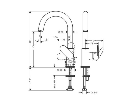 Hansgrohe Vernis Blend Смеситель для раковины, излив 210 мм, с донным клапаном, цвет: хром . 71554000 Hansgrohe Vernis Blend Смеситель для раковины, излив 210 мм, с донным клапаном, цвет: хром . 71554000
