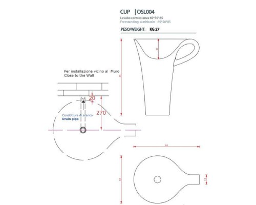 Artceram CUP Раковина 70х50х85 см, без отв., цвет: черно-белый. OSL004 01 50 Artceram CUP Раковина 70х50х85 см, без отв., цвет: черно-белый. OSL004 01 50