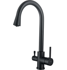 Смеситель для кухни AQUATEK AQ1085MB с краном для питьевой воды, матовый черный