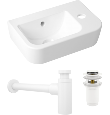 Комплект Рукомойник Lavinia Boho One 33310001R + Донный клапан Wellsee Drainage System 182133000 матовый белый + Сифон 182108000 белый