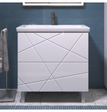 Тумба с раковиной Vigo Geometry 80, напольная, белая, раковина Como 80