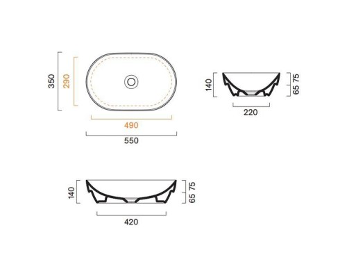 Catalano Sfera Раковина 55x35см встраиваемая, без отв., цвет: белый матовый. 9056040000,  0524550021