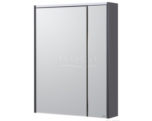 Roca Z.RU93.0.296.8 Ronda Шкаф зеркальный 600х780х145 мм, LED подсв., розетка, Белый глянец/антр ZRU9302968