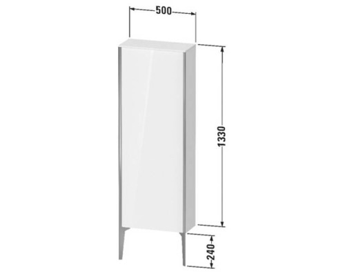 Duravit XViu Шкаф подвесной 50x24x133см, с 1 дверью, 3 стеклянными полками (петли справа), цвет: walnut dark/черный матовый. XV971500000,  XV1316RB221