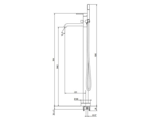 Gattoni Circle Two Смеситель для ванны напольный 994 мм, цвет: хром. 9108/91C0 Gattoni Circle Two Смеситель для ванны напольный 994 мм, цвет: хром. 9108/91C0