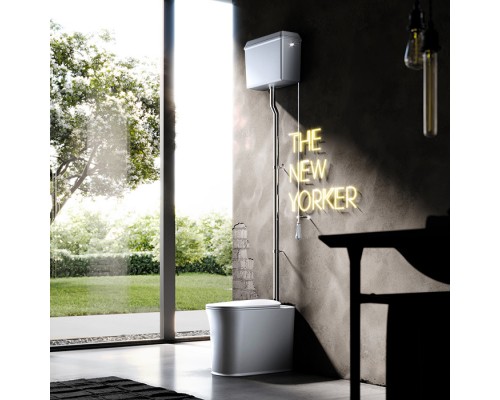 Kerasan The New Yorker Унитаз напольный 60х36.5см с высоким бачком, фурнитура: хром, цвет: белый глянцевый. 569101,  568001,  759290,  7593K1,  561801F