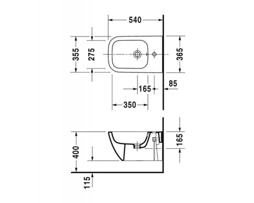 Duravit Happy D.2 Plus Биде подвесное 35.5x54см, с переливом 1 отв для смес, с покрытием WG, цвет: антрацит матовый. 22581513001