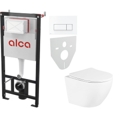 Комплект Унитаз подвесной BelBagno Uno BB3105CHR/SC + Инсталляция AlcaPlast AM101/1120-4:1 RU M570-0001 кнопка смыва белая