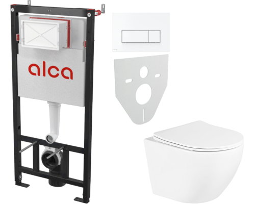 Комплект Унитаз подвесной BelBagno Uno BB3105CHR/SC + Инсталляция AlcaPlast AM101/1120-4:1 RU M570-0001 кнопка смыва белая