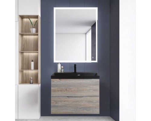 Мебель для ванной комнаты BelBagno Vittoria 80 подвесная, pino, черная матовая раковина