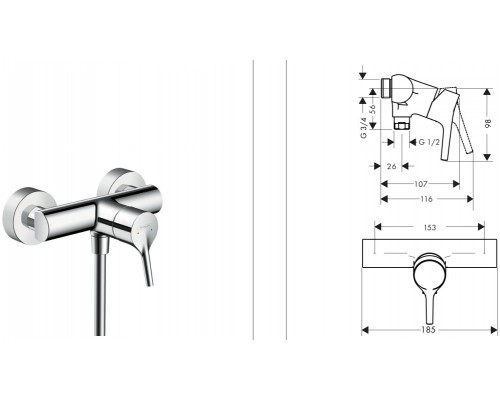 HG 72 601 000 Talis S Смеситель для душа (без комплекта эксцентриков/отражателей) 72601000