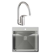 Комплект Мойка Rivelato Rinox 5450 нержавеющая сталь + Смеситель Grohe Euroeco