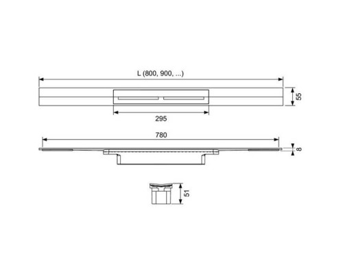 TECEdrainprofile Профиль для душа 100см, цвет: PVD Brushed stainless steel, black/сатин, черный. 671021