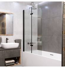 Шторка на ванну Grossman GR-106/110 BLACK 110x150, профиль черный