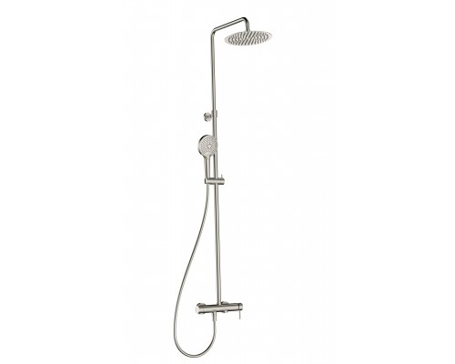 AQM8011BN Душевая система со смесителем и изливом, Ø250, лейка 3 реж, 1100-1500мм, никель шлифованн AQM8011BN