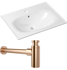 Комплект Раковина Lavinia Boho Bathroom Sink 33312010 + Сифон Wellsee Drainage System 182107000 розовое золото