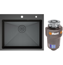 Комплект Мойка кухонная D K DKS604506 графит + Измельчитель Bort Titan 5000 Control