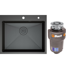 Комплект Мойка кухонная D K DKS604506 графит + Измельчитель Bort Titan Max Power