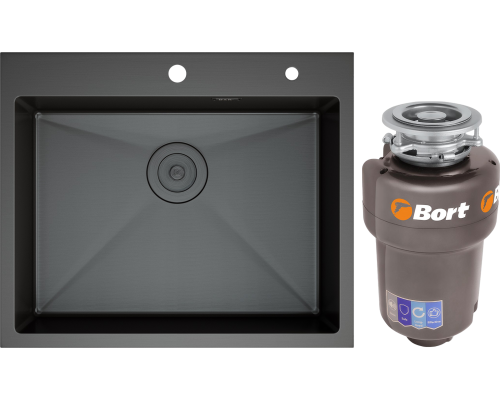 Комплект Мойка кухонная D K DKS604506 графит + Измельчитель Bort Titan Max Power