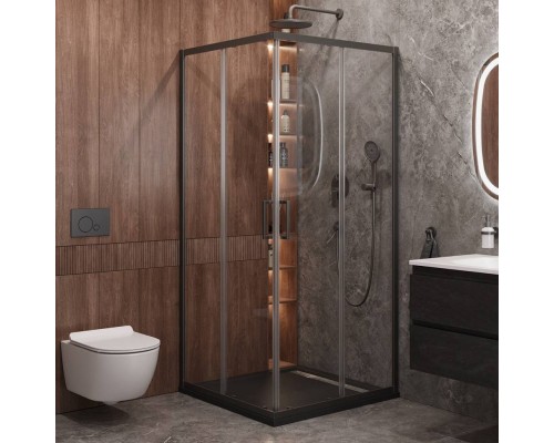 Душевой уголок Cezares Molveno A 2 90 C GM IV, 90х90 см, профиль оружейная сталь, стекло прозрачное