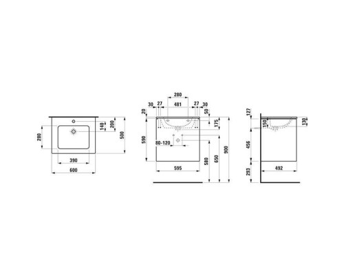 Laufen Pro S Тумба с раковиной 60х50х61см., подвесная, 2 ящика, включая органайзер, цвет: белый глянцевый. 8.6496.0.261.104.1