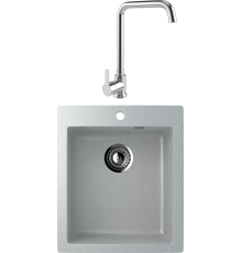 Комплект Мойка кухонная Ulgran U-404 -310 серая + Смеситель MEGA Ege MG-PL10 хром