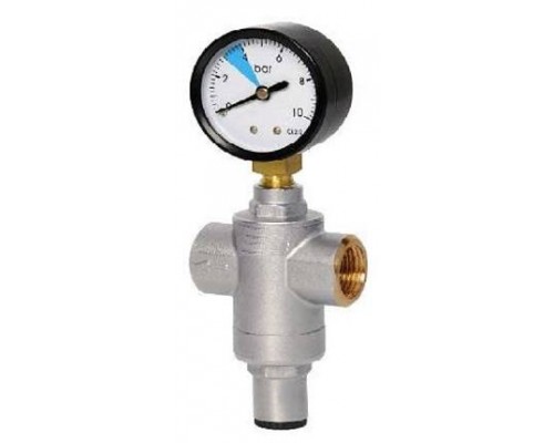 Редуктор давления, ELSEN, поршневой, 1, В, с манометром, давление на выходе, бар-1-6,5, PN, бар-25, T°C -130, латунь