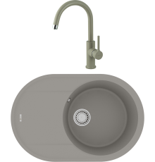 Комплект Мойка кухонная Lemark Lacha 760 9910057 грей + Смеситель Comfort LM3073PGR грей