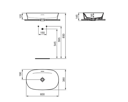 Ideal Standard Ipalyss Раковина 60см., накладная, без отв., Diamatecreg;, цвет: белый. E139701