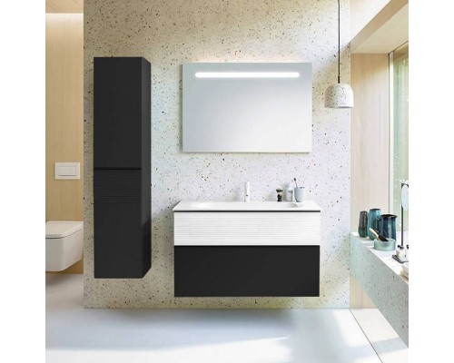 Burgbad Fiumo Комплект подвесной мебели 102х49х61см, с раковиной на 1 отв., ручки черные матовые, цвет: белый матовый / Graphit Softmatt. SFXN102F3958FOT02G0200C0001*1