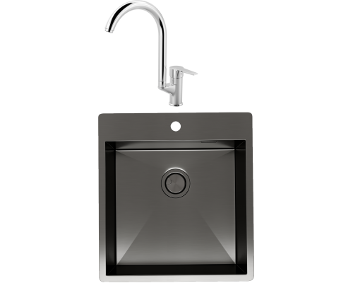 Комплект Мойка кухонная Reflexion Iseo RX2246BL оружейная сталь + Смеситель MEGA Snow MG-SH03 хром