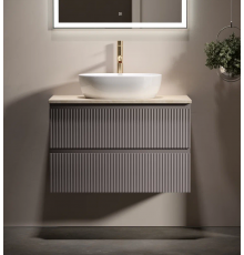 Тумба с раковиной Sancos Snob R 80 см, doha soft, столешница бежевая, раковина CN6019