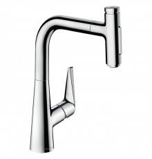 Hansgrohe Talis Select M51 Смеситель для кухни, на 1 отв, поворотный излив: 20.8см с вытяжным душем, 2jet, h:22.3см, sBox, кнопка вкл/выкл, цвет: хром. 73868000